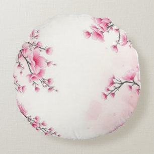 Spring Bloom: Beautiful Floral Design for Round Cushion