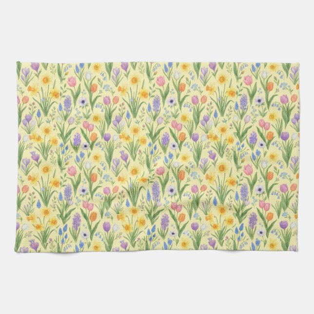 Spring Bloom Burst Pattern Tea Towel (Horizontal)