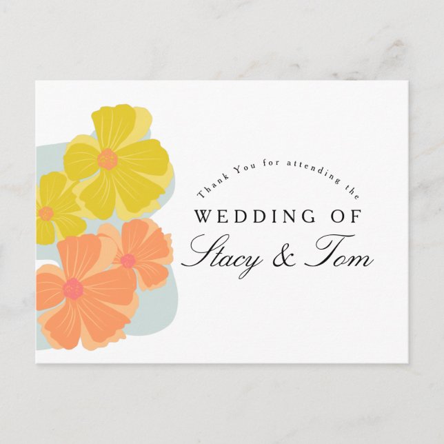 Spring Bloom Cosmos Hand Drawn Wedding  Postcard (Front)