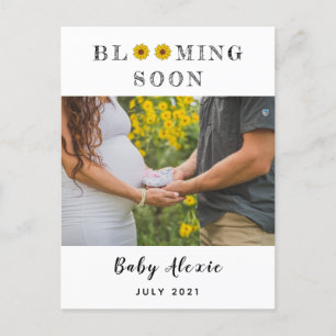 Spring bloom daisy Pregnancy reveal/ birth  Announ Announcement Postcard