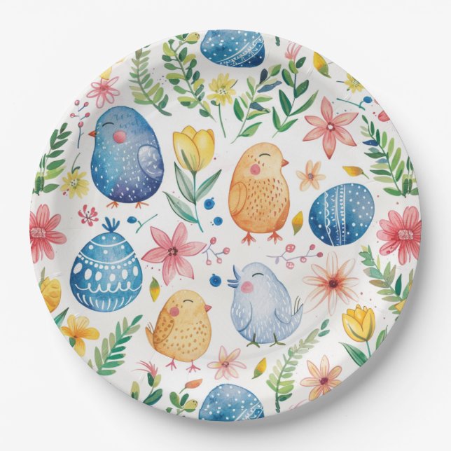 Spring Bloom Easter 3 Paper Plate (Front)