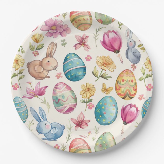 Spring Bloom Easter 6 Paper Plate (Front)