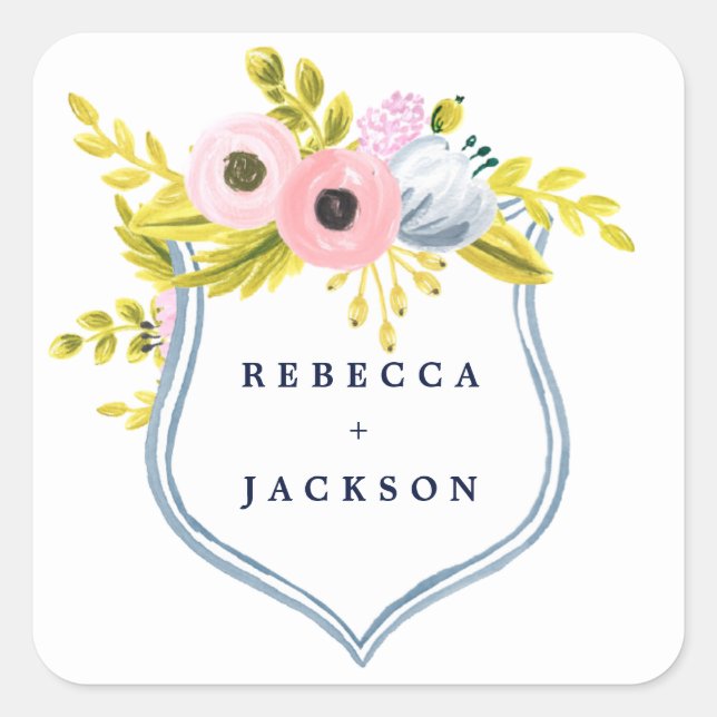 SPRING BLOOM FLORAL MONOGRAM sticker seals (Front)