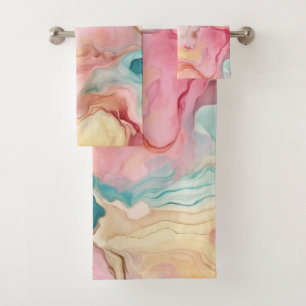 SPRING BLOOM MARBLE SWIRL BATHROOM TOWEL SET