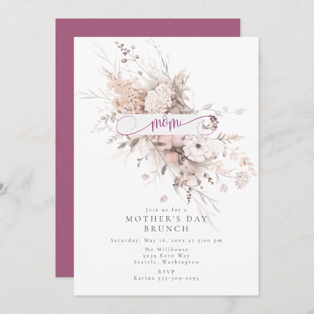 Spring Bloom Mother's Day Brunch Invitation (Front/Back)