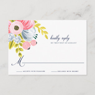 Spring Bloom Watercolor Floral Wedding RSVP Card