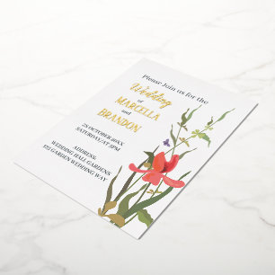 Spring Blooming Tulip Floral Wedding Foil Invitati