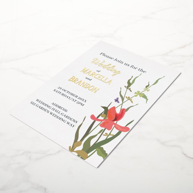 Spring Blooming Tulip Floral Wedding Foil Invitati (Rotated)