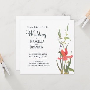 Spring Blooming Tulip Floral  Wedding Invitation
