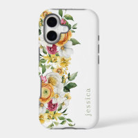 Spring Blooms Bright Watercolor Floral with Name