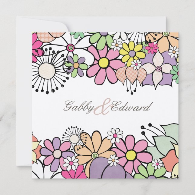 Spring Blooms Custom Wedding Invitation Invite (Front)