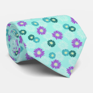 Spring Blooms Daisy Floral Aqua Two-sided tie