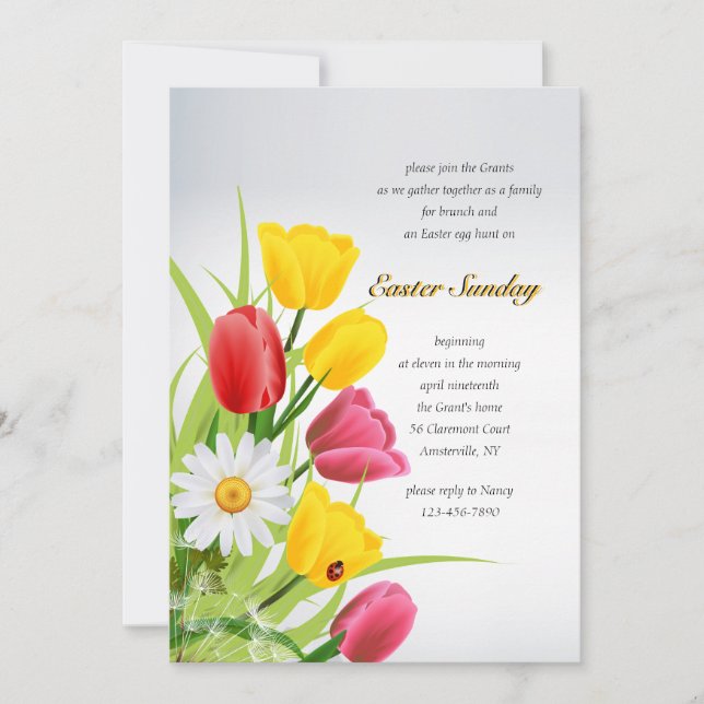 Spring Blooms Easter Invitation (Front)