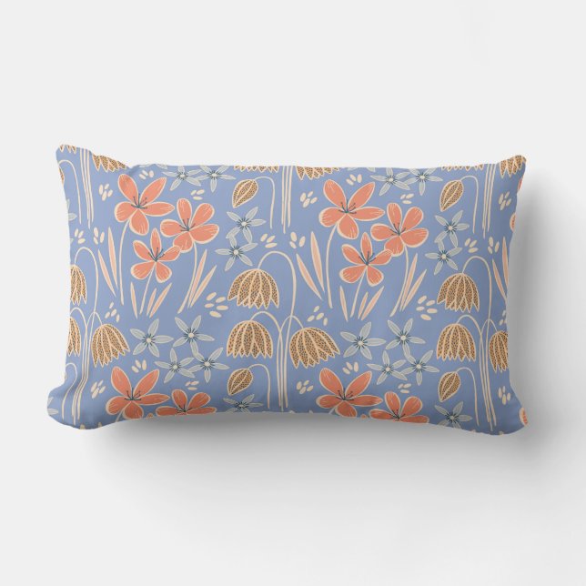 Spring Blooms Periwinkle Lumbar Cushion (Front)