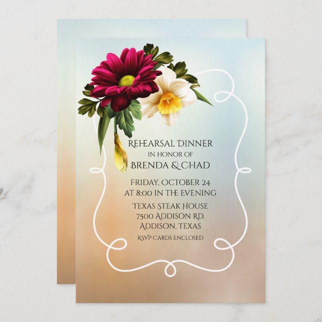 Spring Blooms Wedding Rehearsal Dinner Invitation (Front/Back)