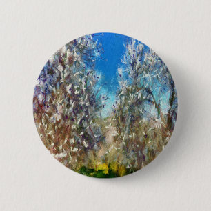 Spring Blossom Almond Tree Pointillism Artwork 6 Cm Round Badge