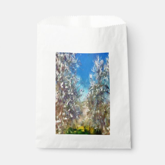 Spring Blossom Almond Tree Pointillism Artwork Favour Bag (Front)
