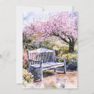 Spring Blossom Bench Watercolor Holiday Card