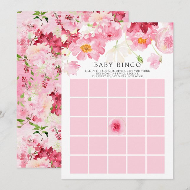 Spring Blossom BINGO Baby Shower Game Invitation (Front/Back)