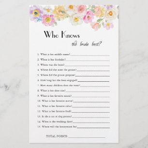 Spring Blossom Bridal Shower Who Knows Bride Game