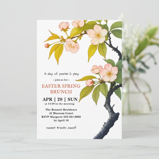Spring Blossom Easter Brunch Invite (Standing Front)