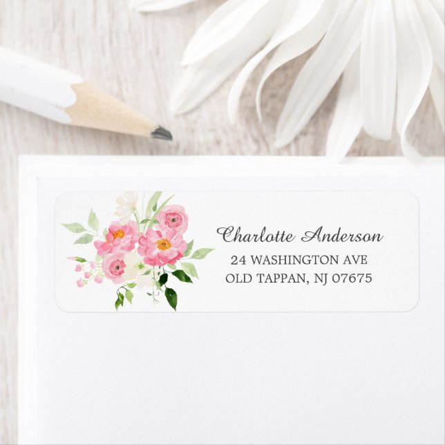 Spring Blossom Floral Bridal Shower Label Return Address Label (Insitu)