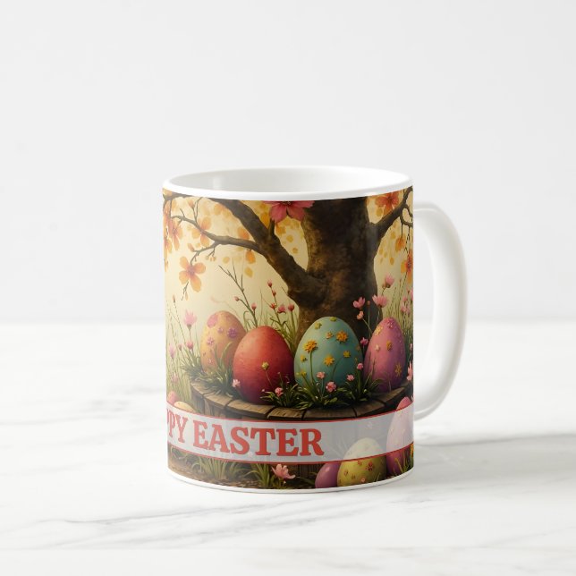 Spring Blossom Magic with Easter Egg Splendor Coffee Mug (Front Right)