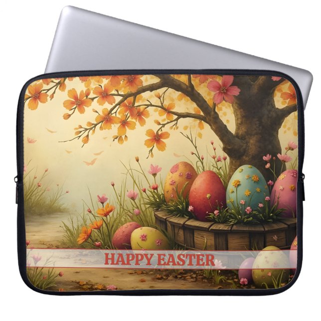 Spring Blossom Magic with Easter Egg Splendour Laptop Sleeve (Front)