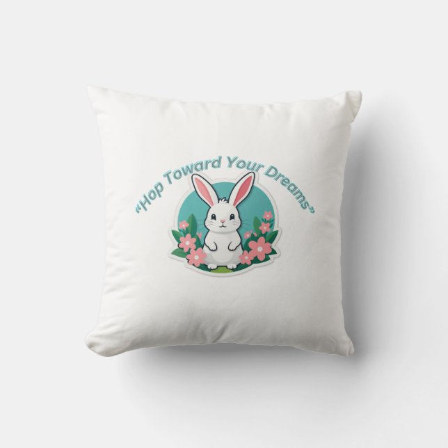 Spring Blossom Minimal Rabbit Cushion (Front)