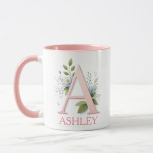 Spring Blossom Personalised letter A - Custom Name Mug