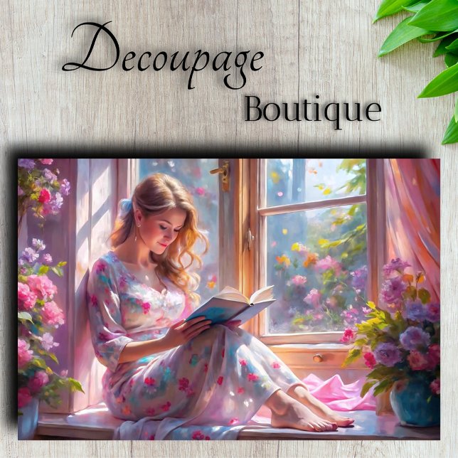 Spring Blossom Reader Romantic Floral Decoupage Tissue Paper (Spring Blossom Reader - Romantic Floral Decoupage Tissue Paper)