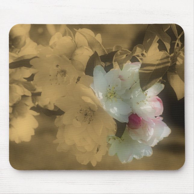 Spring Blossom Sepia Flowers Mousepad (Front)