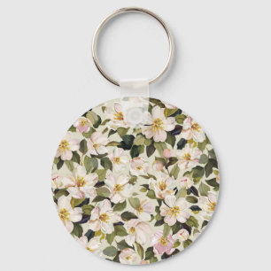 Spring Blossom Tree Branches Pattern Key Ring