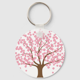 Spring Blossom Tree Button Keychain