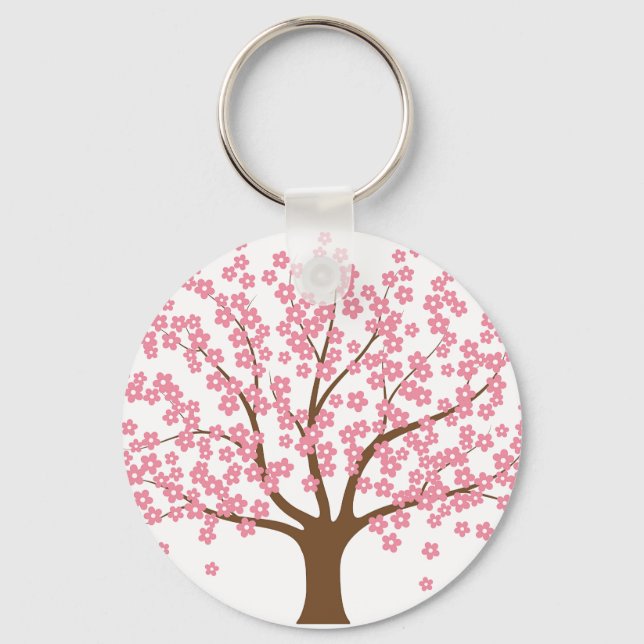 Spring Blossom Tree Button Keychain (Front)