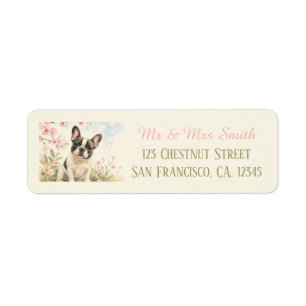Spring Blossom Watercolor French Bulldog Return Address Label