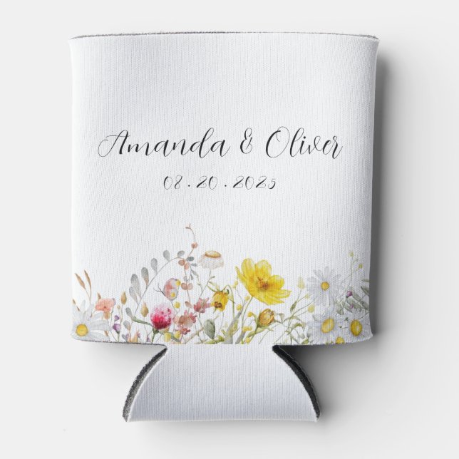 Spring Blossom Wedding Can Coolers (Front)