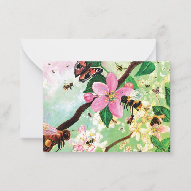 Spring Blossoming Fruit Tree with Bees Card (Front)