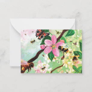Spring Blossoming Fruit Tree with Bees Card