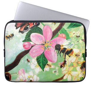 Spring Blossoming Tree with Bees Laptop Sleeve