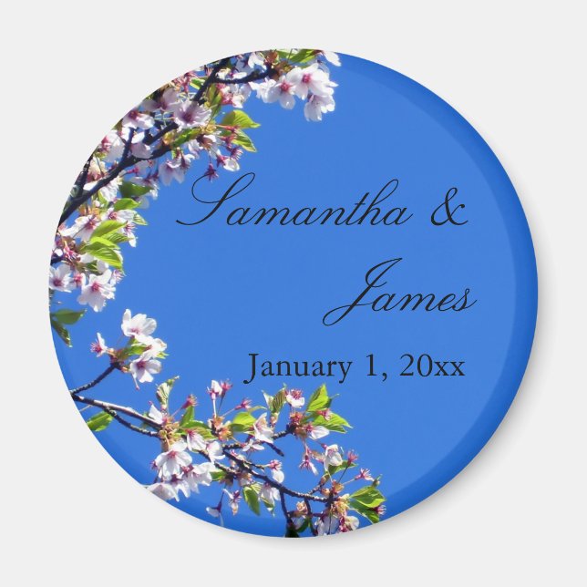 Spring Blossoms and Sky Personal Wedding Magnet (Front)