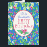 Spring Blossoms Birthday Card for Granddaughter<br><div class="desc">A pretty floral Birthday Card for a Granddaughter,  with a pattern of Mock Orange and Weigela on a bright blue background. The design is from a hand-painted watercolour and the lettering is in deep pink and you can customise the inside message.</div>