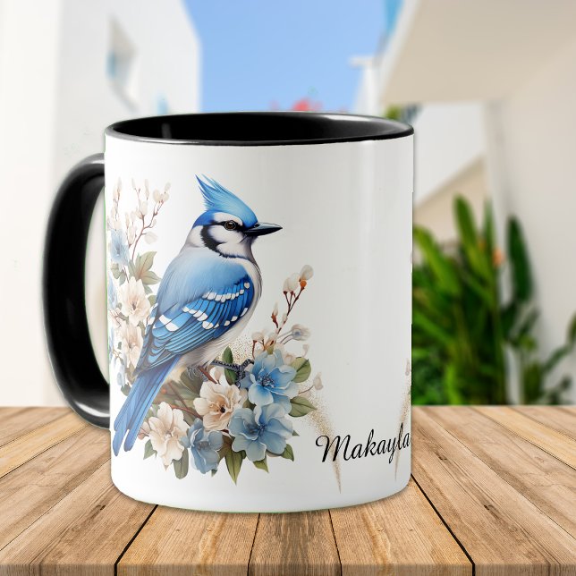 Spring Blossoms Blue Jay Bird Mug (Creator Uploaded)