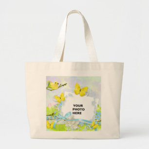 Spring Blossoms & Butterflies Photo Large Tote Bag