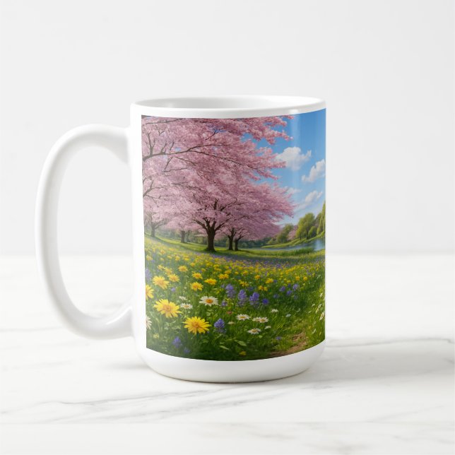 Spring Blossoms by the River Coffee Mug (Left)