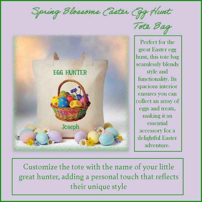 Spring Blossoms Easter Egg Hunt Tote Bag (Creator Uploaded)