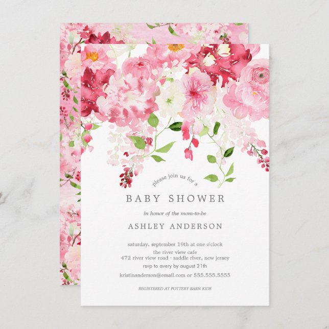 Spring Blossoms Floral Baby Shower Invitation (Front/Back)