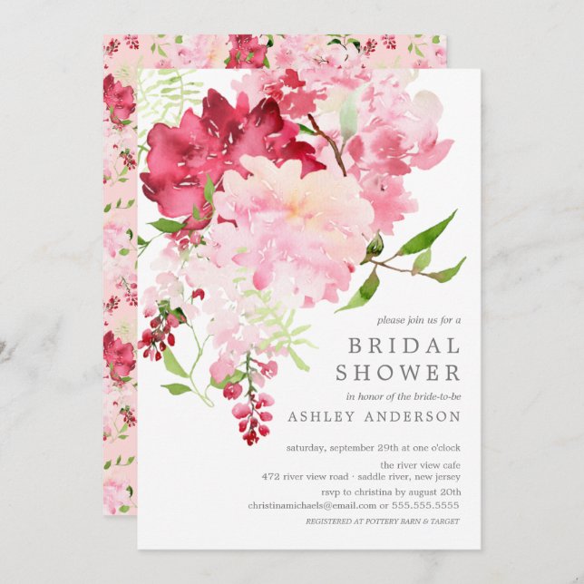 Spring Blossoms Floral Bridal Shower Invitation (Front/Back)