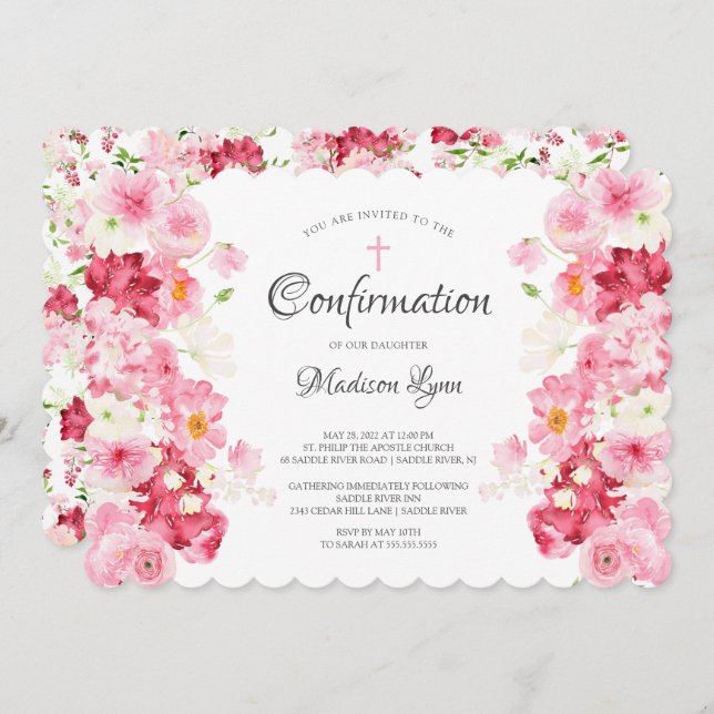 Spring Blossoms Floral Confirmation Invitation (Front/Back)