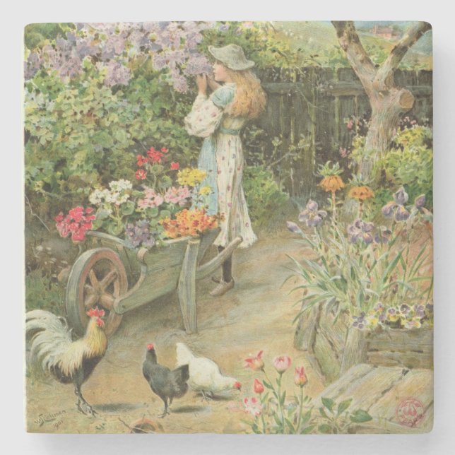 Spring Blossoms, from the Pears Annual, 1902 Stone Coaster (Front)